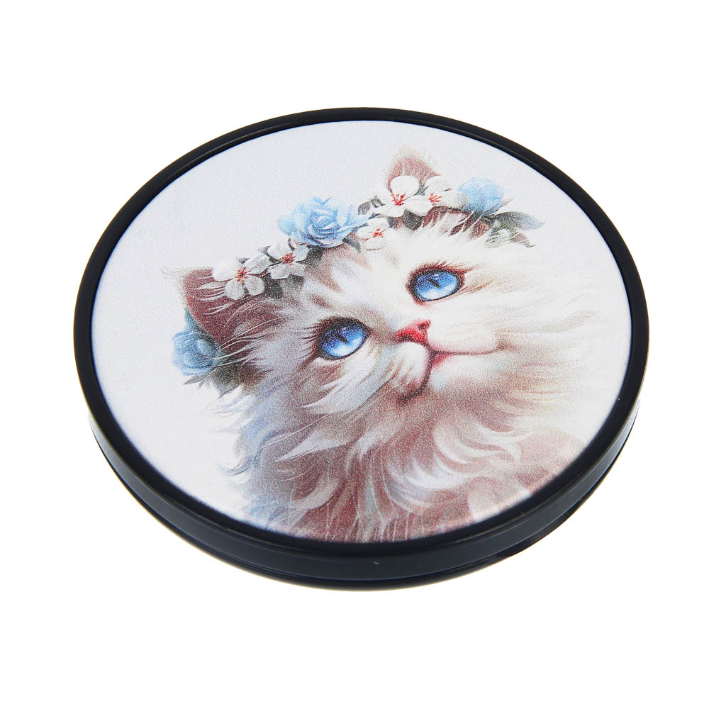 ЮНИLOOK Зеркало карманное, стекло, пластик, d6,8см, 10-12 дизайнов, арт.№ 301-239