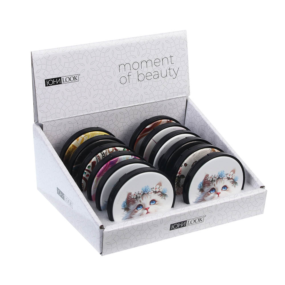 ЮНИLOOK Зеркало карманное, стекло, пластик, d6,8см, 10-12 дизайнов, арт.№ 301-239