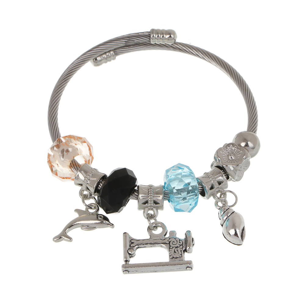 Браслет с шармами d6-7 см, сталь, 3 дизайна, БЖ25-34, арт.№ 023-047