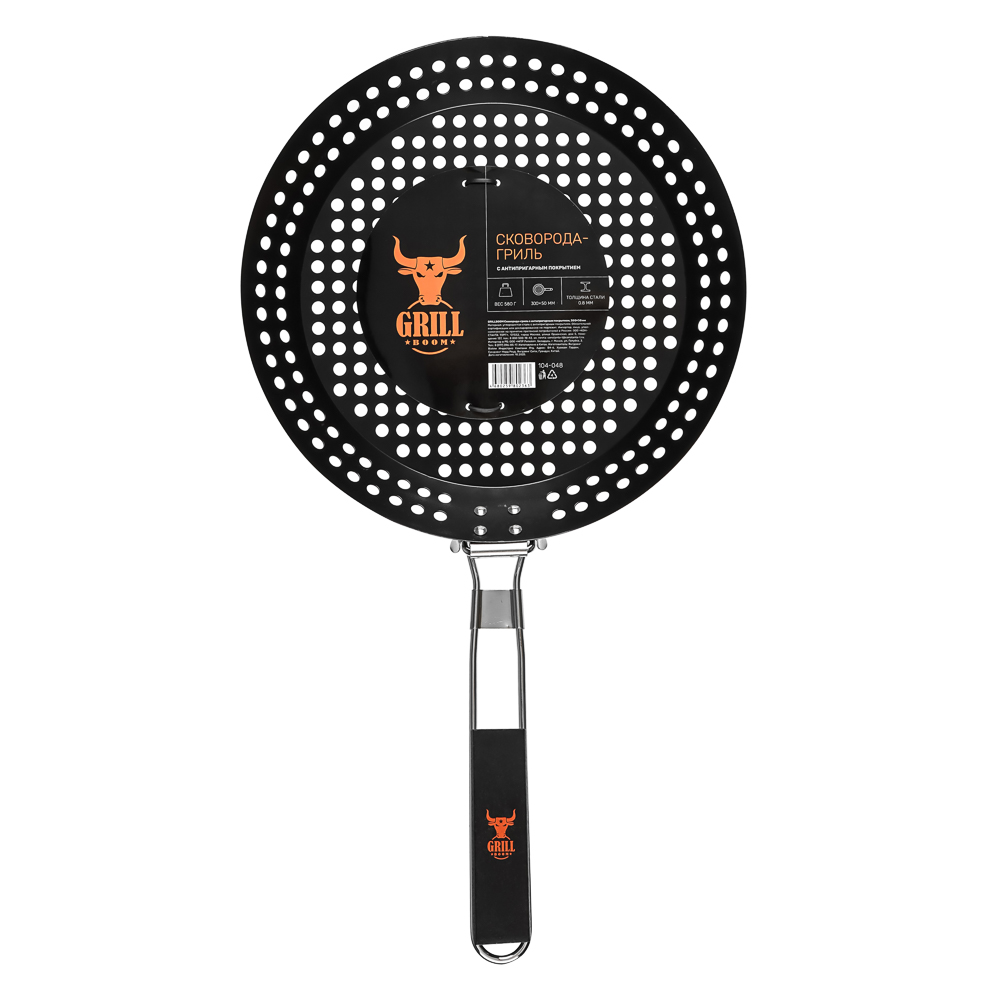 Сковорода-гриль с антипригарным покрытием тм GRILLBOOM, 300х50 мм, арт.№ 104-048
