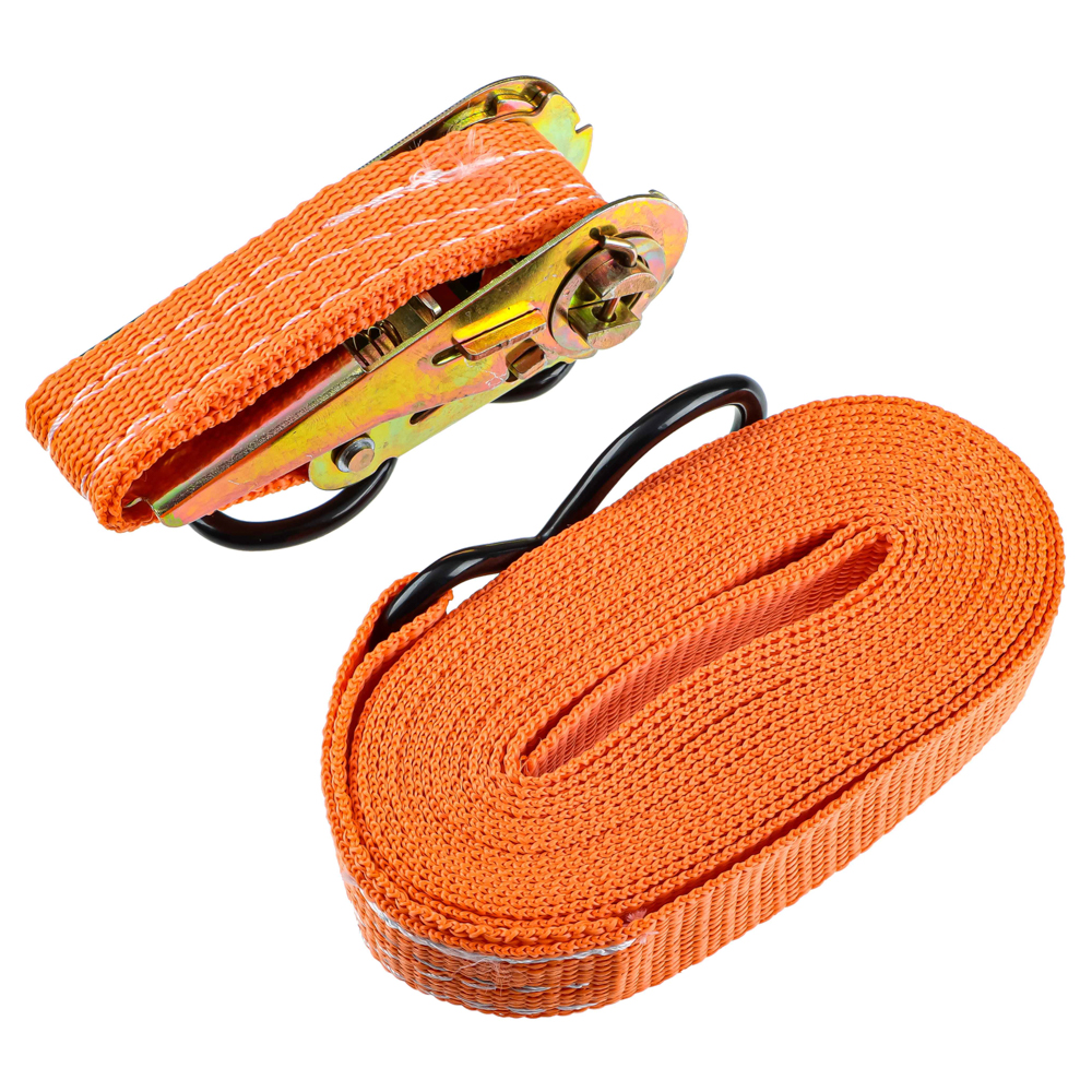 Стяжка груза 5 м, храповик 110мм, ширина ленты 25мм, 400/800кг, S-крюки, ЕРМАК, арт.№ 773-052