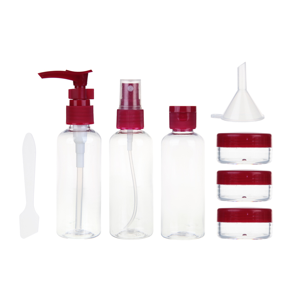 Набор емкостей дорожный 8 пр. (1шт-60мл,2шт-50мл,3шт-10 гр,лопатка+воронка) тм ЮL, пластик, ВЗ24-58, арт.№ 357-334