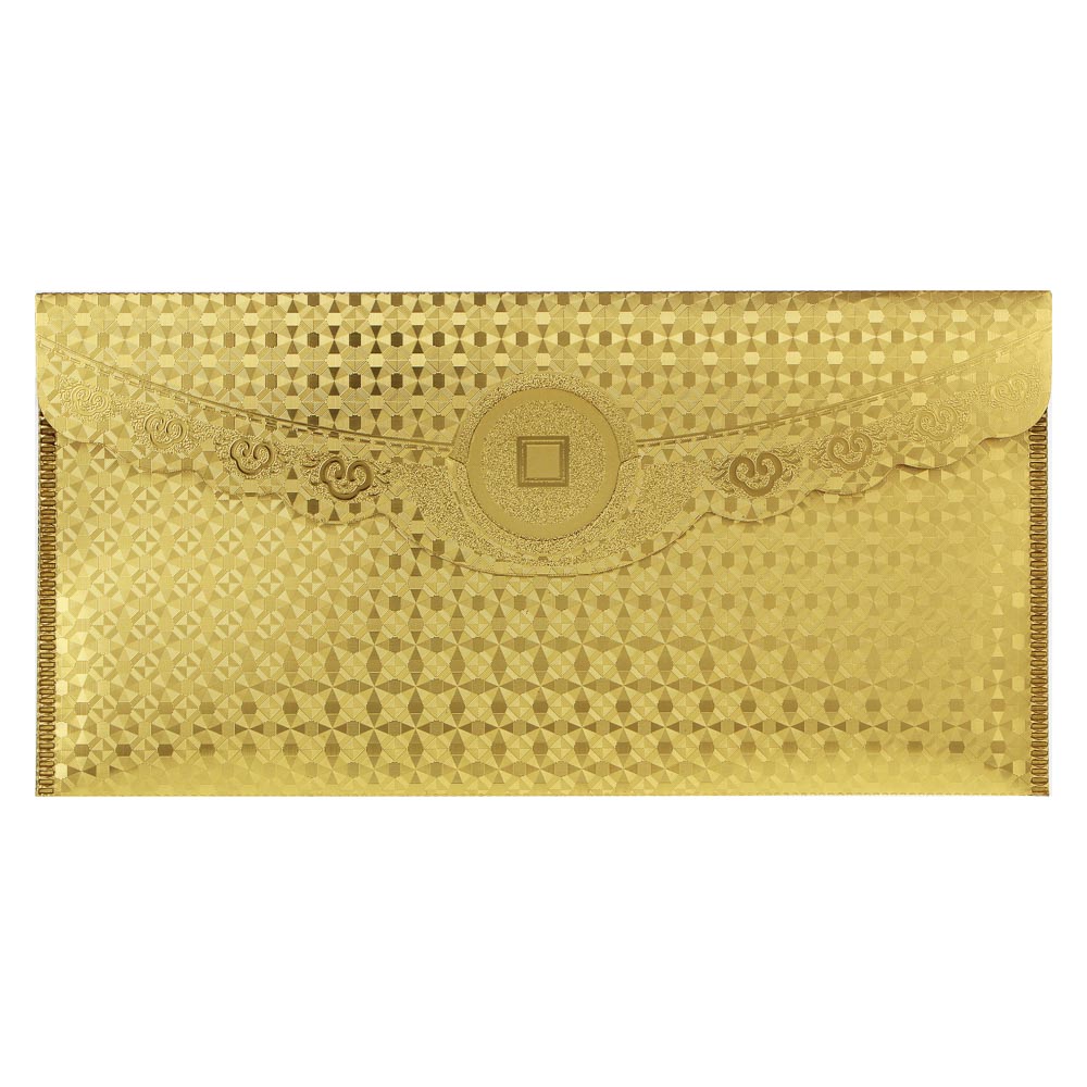 Конверт для денег 9x18см, золотой, пластик, 3 дизайна, 521054/079, арт.№ 521-092
