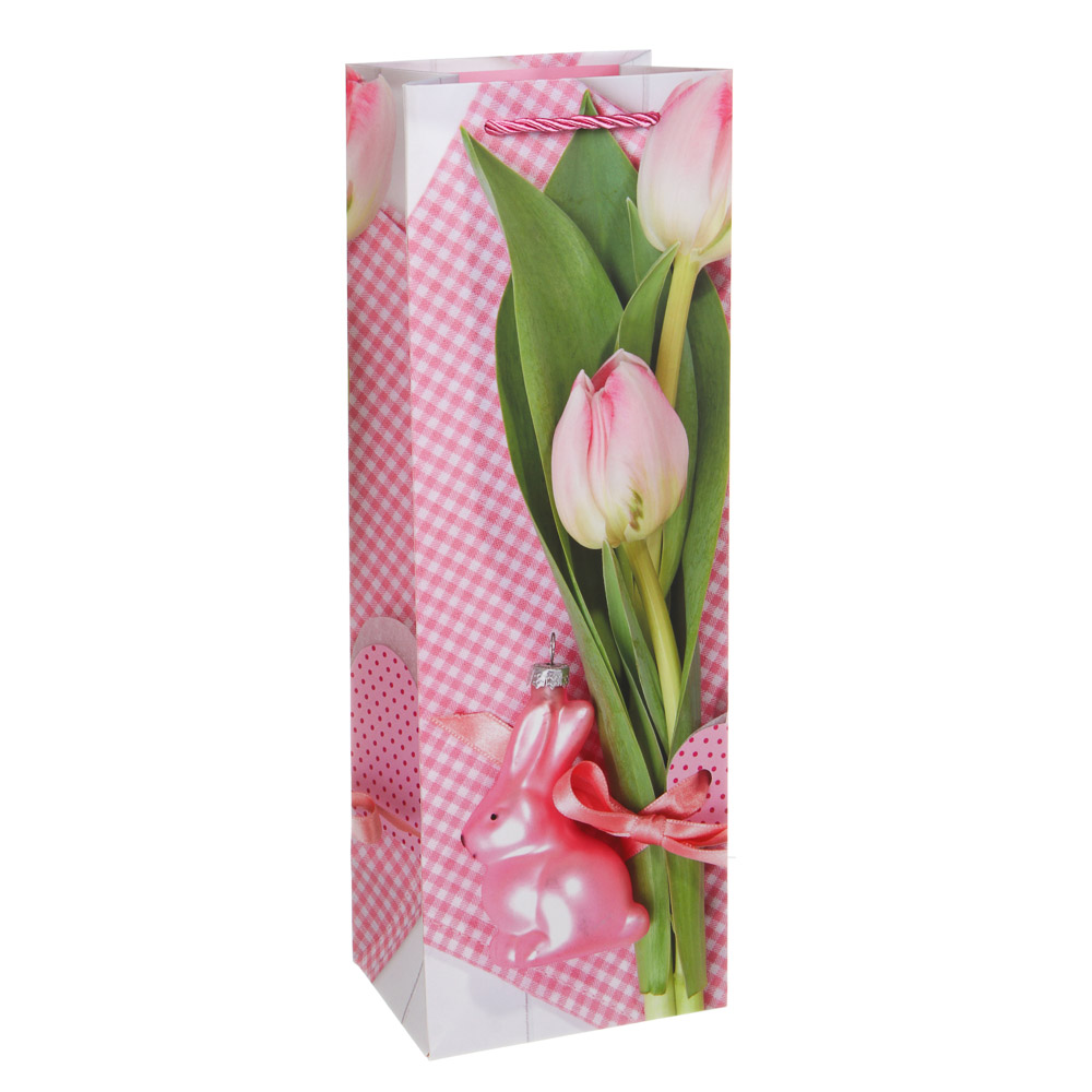 Пакет подарочный бумажный тм LADECOR, 12x9x35 см, для бутылок арт 2, 6 дизайнов, арт.№ 507-477