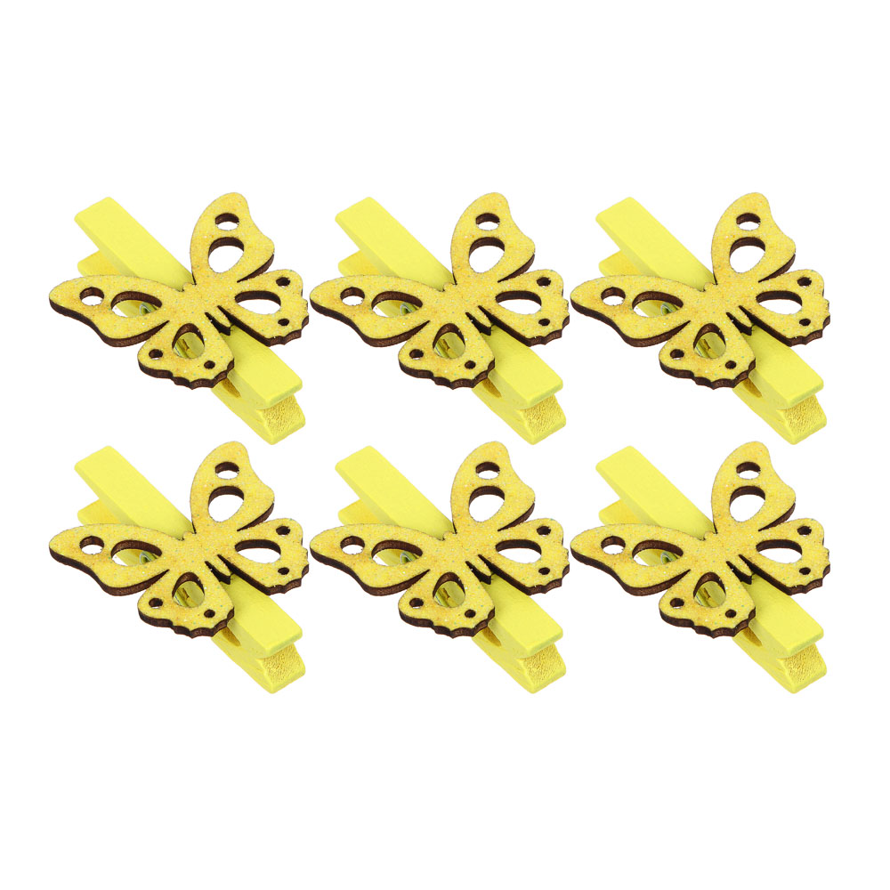 INBLOOM Декор на прищепке, 5см, МДФ, желтый, 8 дизайнов, арт.№ 153-143