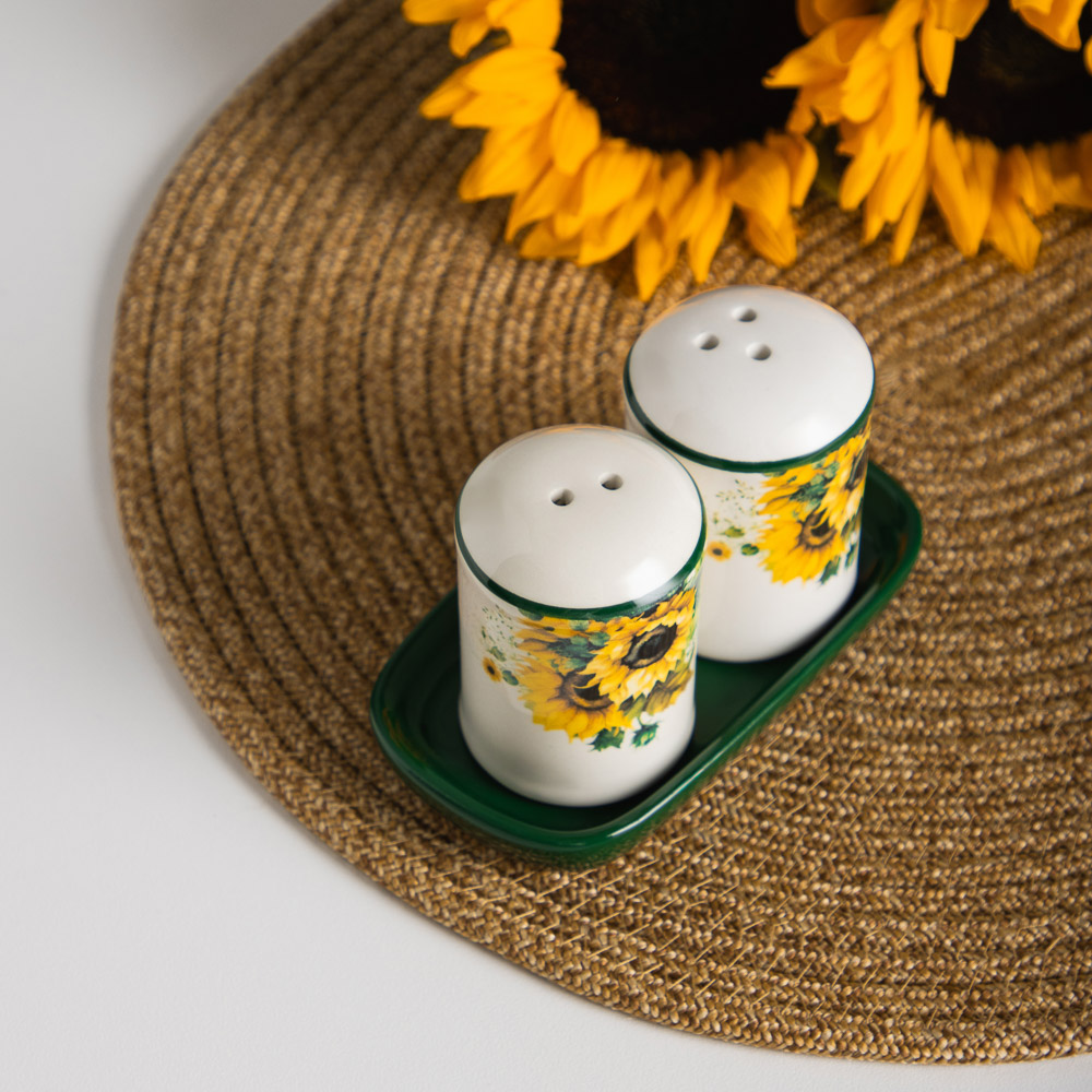 MILLIMI Подсолнухи Набор для соли и перца на подставке, 11х6,5х7см, керамика, арт.№ 824-659