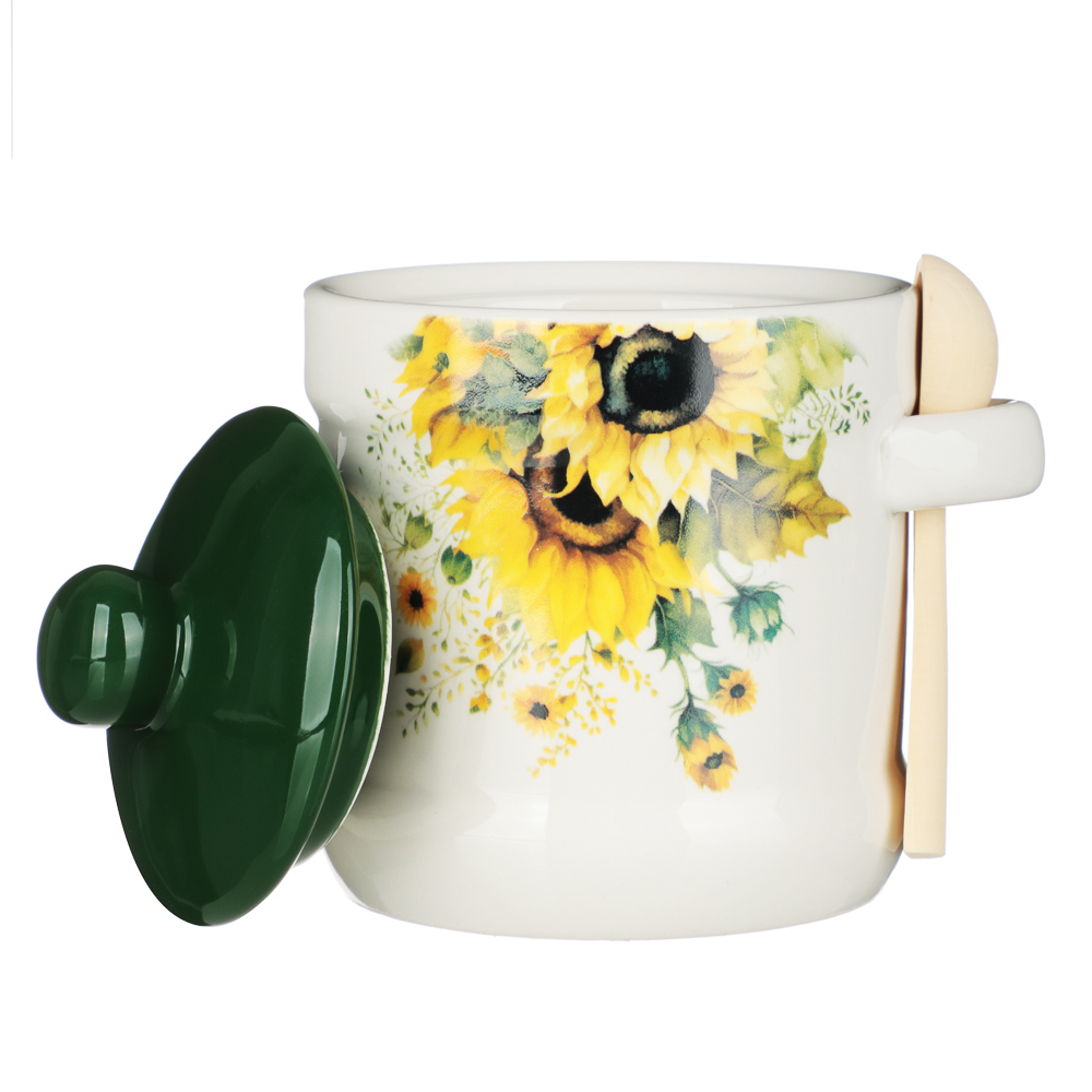 MILLIMI Подсолнухи Сахарница, 320мл, 10х11см, керамика, бамбук, арт.№ 824-662