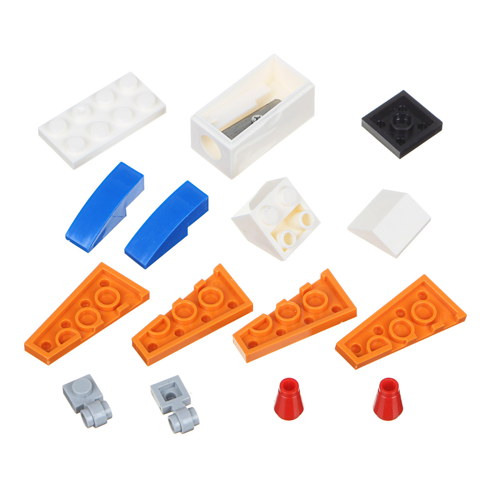 ClipStudio Точилка-конструктор в форме космического корабля, 15 дет, пластик, 9х6х3см, к/к, 2 цвета, арт.№ 576-020