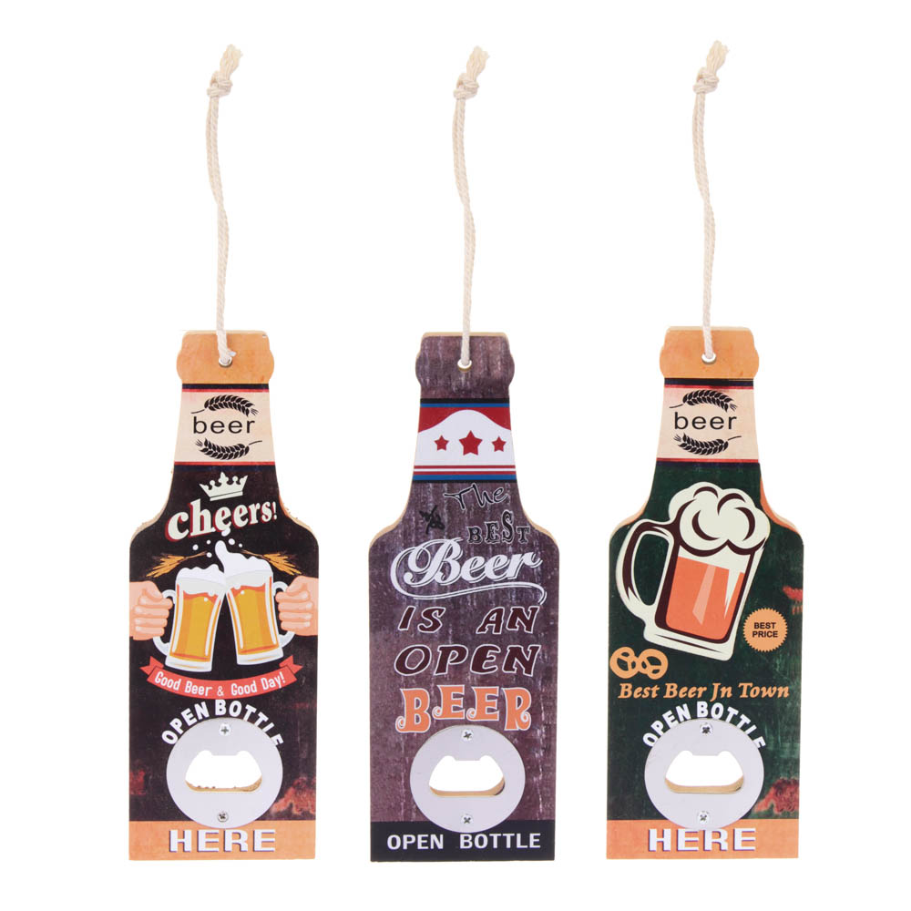 Подарочный сувенир-открывашка, 7x20 см, МДФ и металл, 3 дизайна, арт.2, арт.№ 531-038