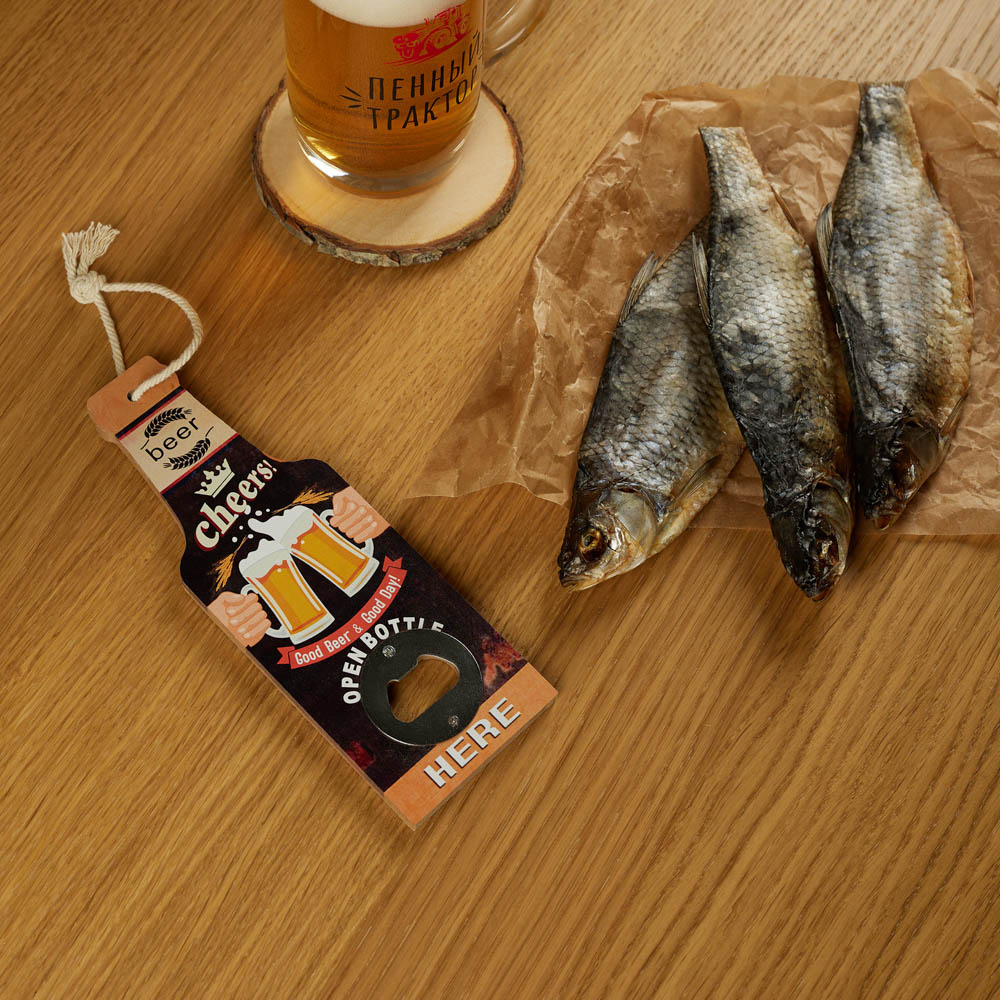 Подарочный сувенир-открывашка, 7x20 см, МДФ и металл, 3 дизайна, арт.2, арт.№ 531-038