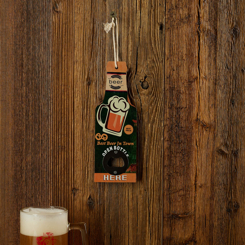 Подарочный сувенир-открывашка, 7x20 см, МДФ и металл, 3 дизайна, арт.2, арт.№ 531-038