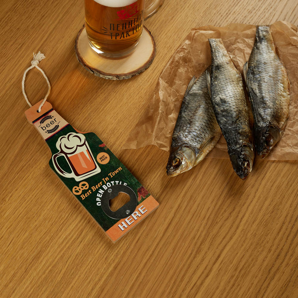 Подарочный сувенир-открывашка, 7x20 см, МДФ и металл, 3 дизайна, арт.2, арт.№ 531-038