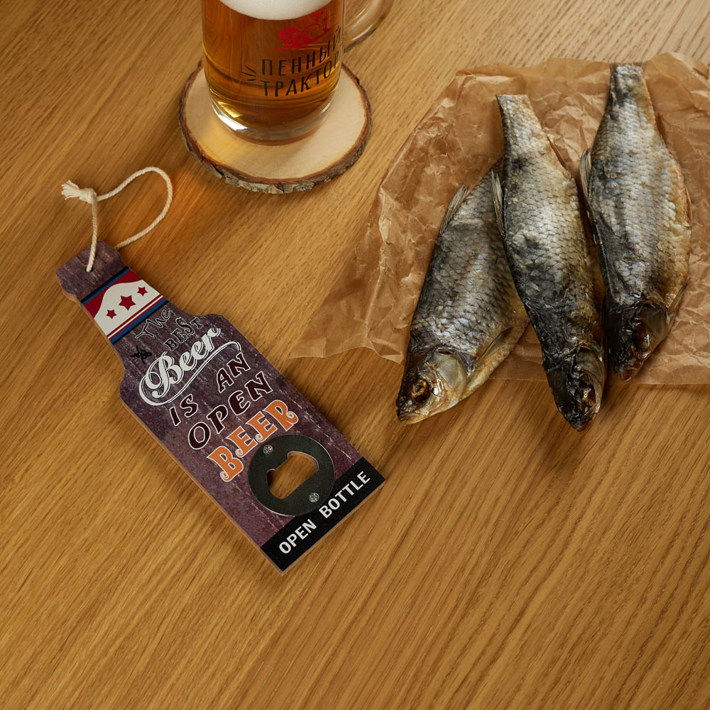 Подарочный сувенир-открывашка, 7x20 см, МДФ и металл, 3 дизайна, арт.2, арт.№ 531-038