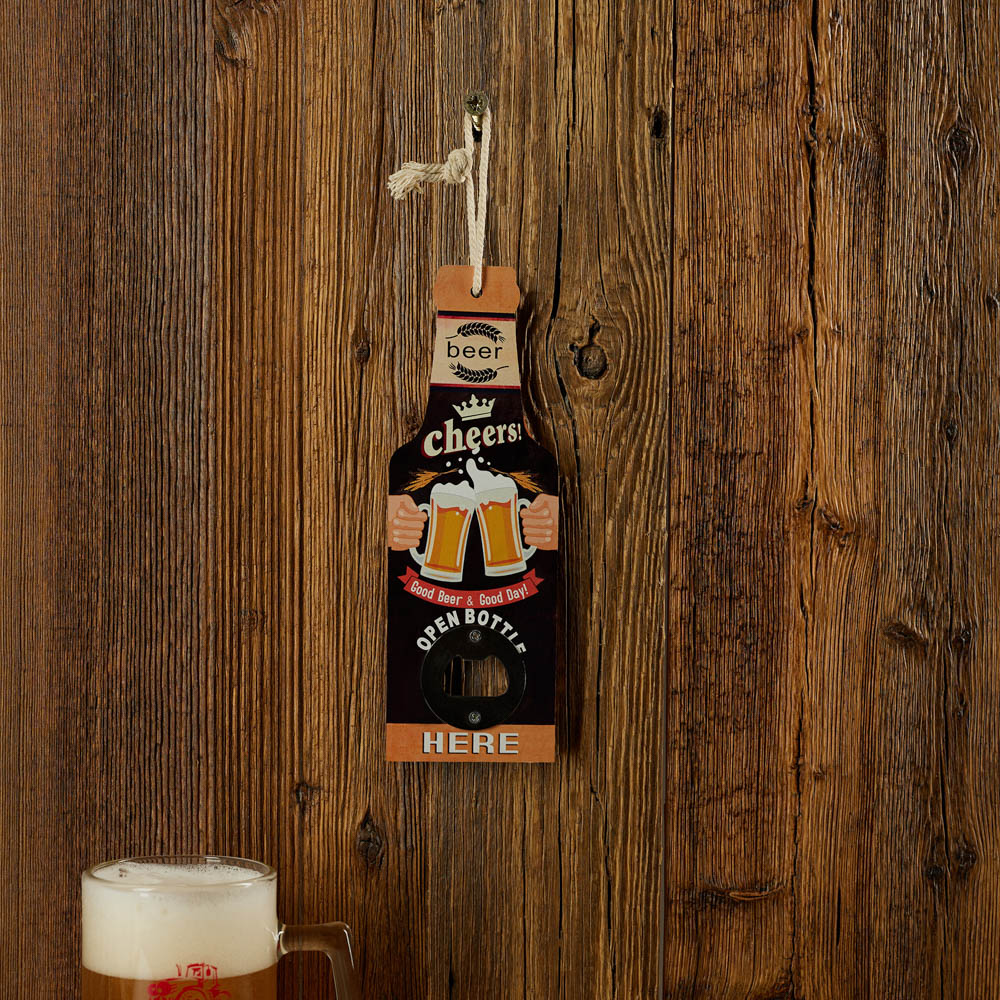 Подарочный сувенир-открывашка, 7x20 см, МДФ и металл, 3 дизайна, арт.2, арт.№ 531-038