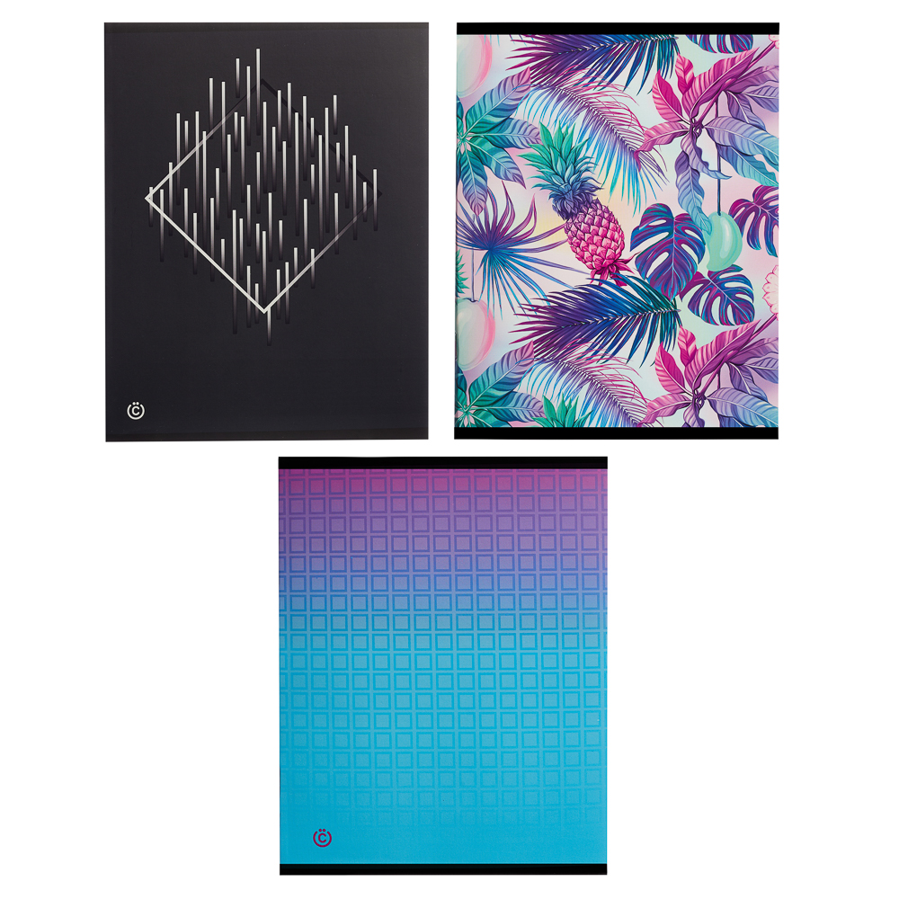 ВСЁГАЗИН Тетрадь 80л., А5+, в клетку ПРЕМИУМ, офсет, обл.картон, скрепка, "Микс" эффекты, 4 диз., арт.№ 059-029