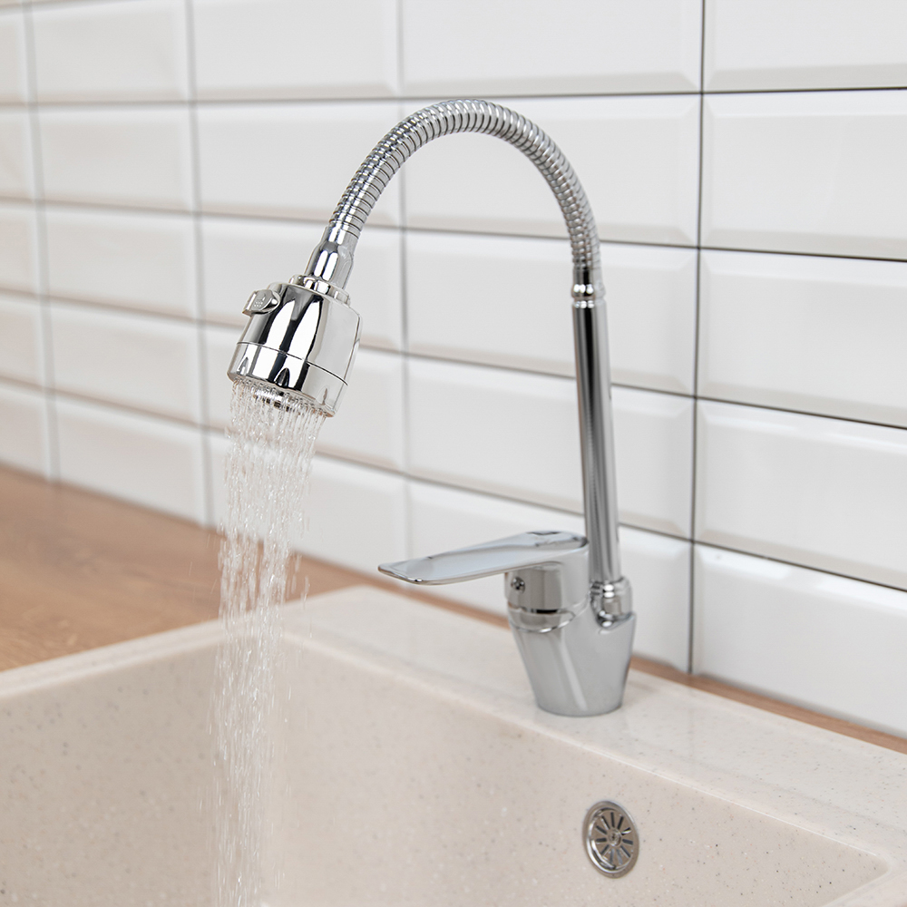 RAIN Смеситель для кухни Оникс, гибкий излив, картридж 35мм, латунь, хром, арт.№ 561-011