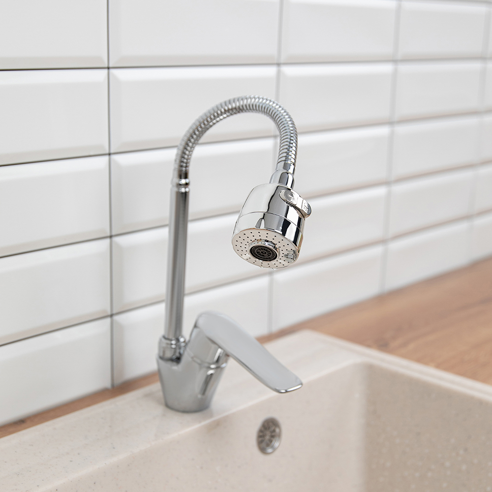 RAIN Смеситель для кухни Оникс, гибкий излив, картридж 35мм, латунь, хром, арт.№ 561-011