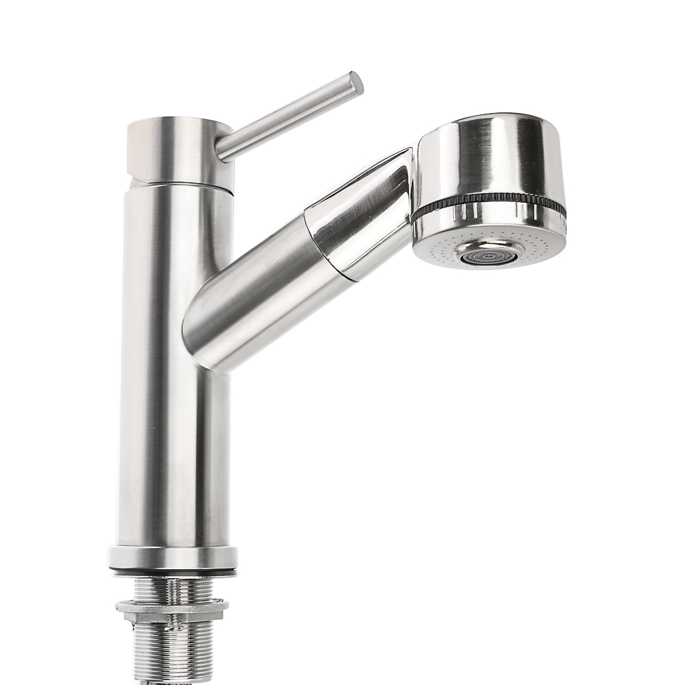 СоюзКран Смеситель для кухни, низкий выдвижной излив, картридж 35мм, нерж. сталь, SS01-D132, арт.№ 567-014