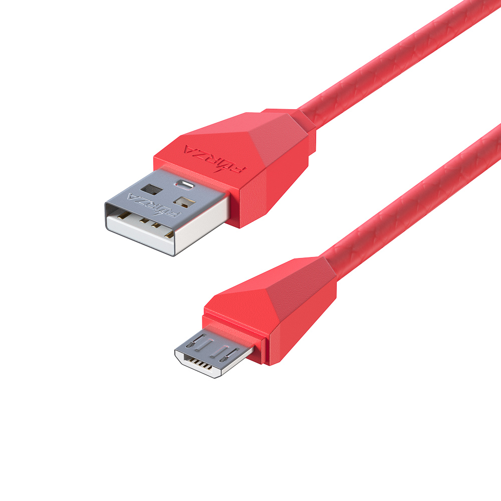 Кабель для зарядки USB(A)-microUSB FORZA Комфорт, 1м, 1А, прорезиненный, 5 цветов, пакет, арт.№ 443-007