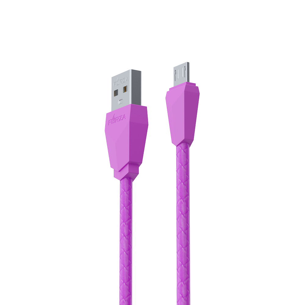Кабель для зарядки USB(A)-microUSB FORZA Комфорт, 1м, 1А, прорезиненный, 5 цветов, пакет, арт.№ 443-007