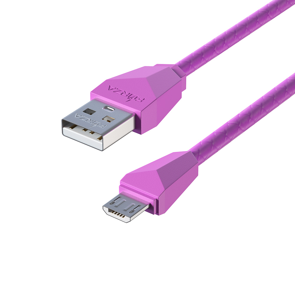 Кабель для зарядки USB(A)-microUSB FORZA Комфорт, 1м, 1А, прорезиненный, 5 цветов, пакет, арт.№ 443-007