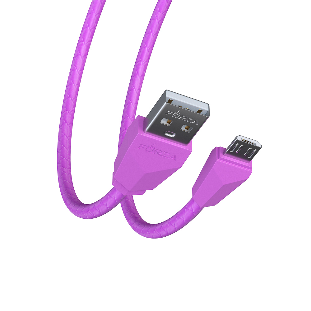 Кабель для зарядки USB(A)-microUSB FORZA Комфорт, 1м, 1А, прорезиненный, 5 цветов, пакет, арт.№ 443-007
