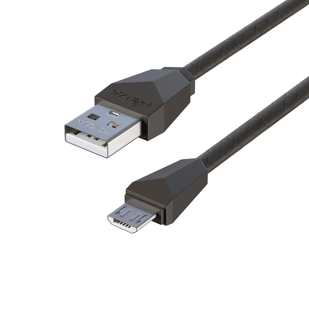 Кабель для зарядки USB(A)-microUSB FORZA Комфорт, 1м, 1А, прорезиненный, 5 цветов, пакет, арт.№ 443-007
