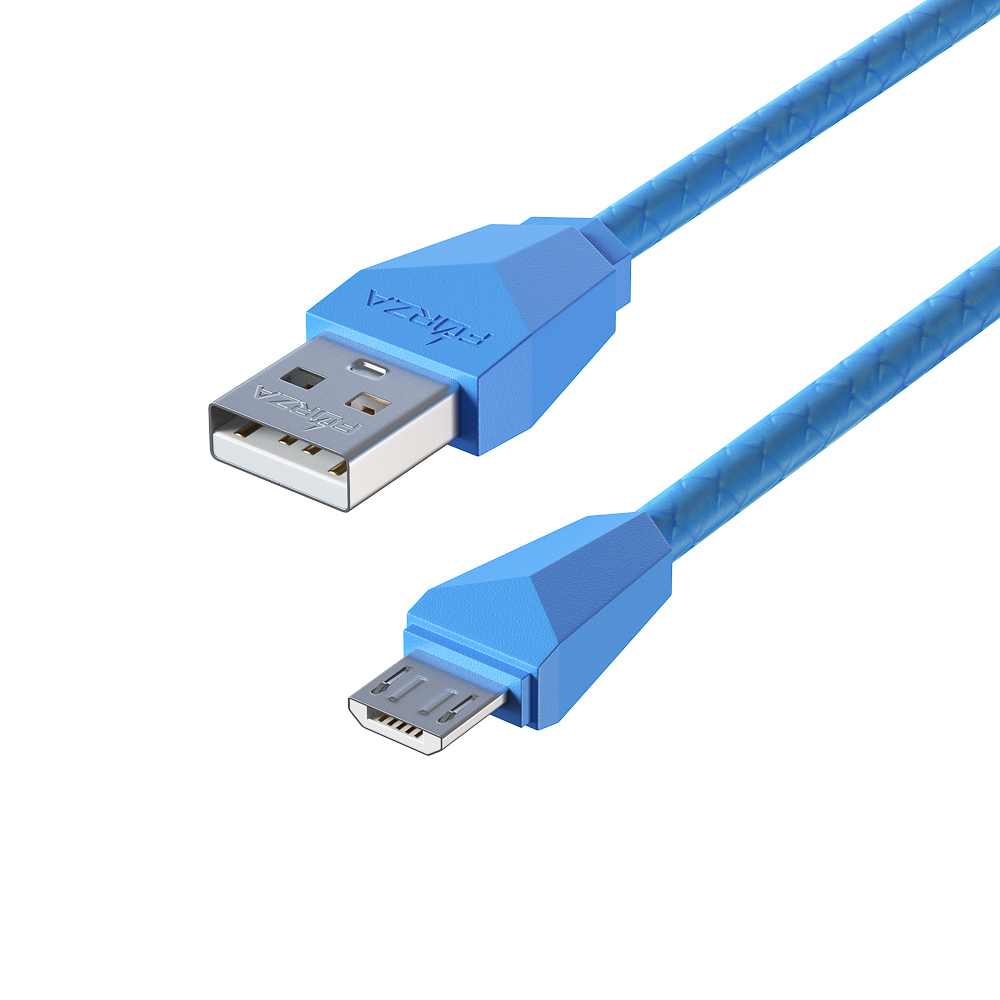 Кабель для зарядки USB(A)-microUSB FORZA Комфорт, 1м, 1А, прорезиненный, 5 цветов, пакет, арт.№ 443-007