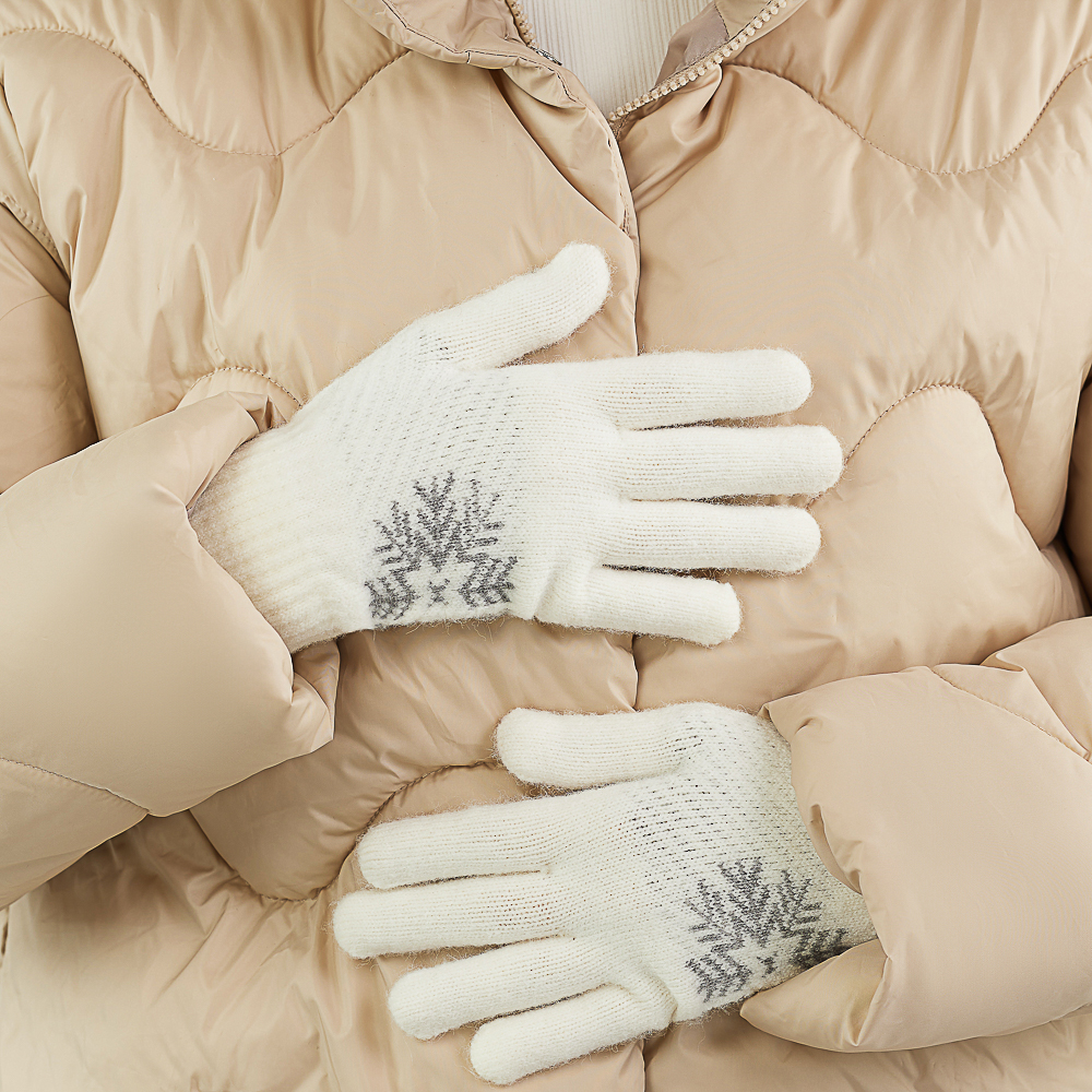 GALANTE Перчатки женские вязаные с рисунком снежинка, р-р 18-20, 4 цвета, СЗПВ24-20, арт.№ 363-377