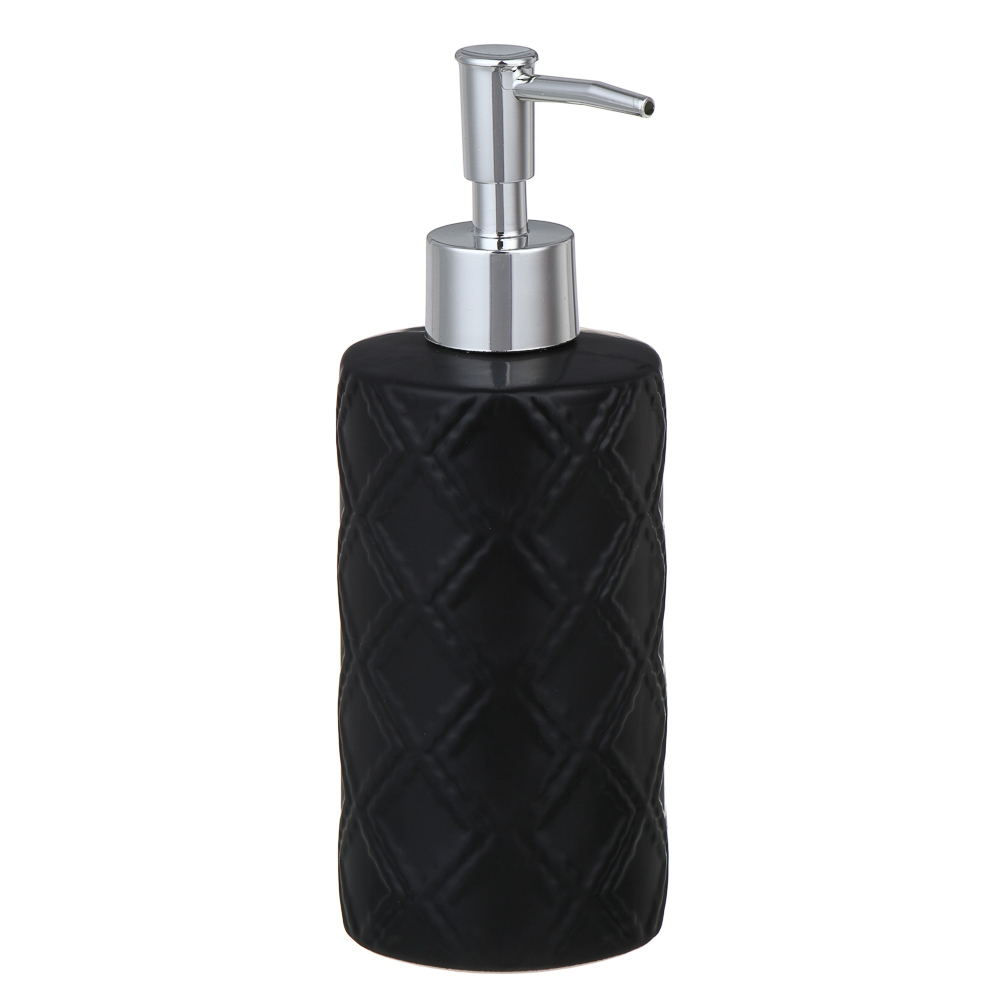 VETTA Дозатор для жидкого мыла, керамика,7x7x19,5 см, ромбы, черный матовый, арт.№ 478-195