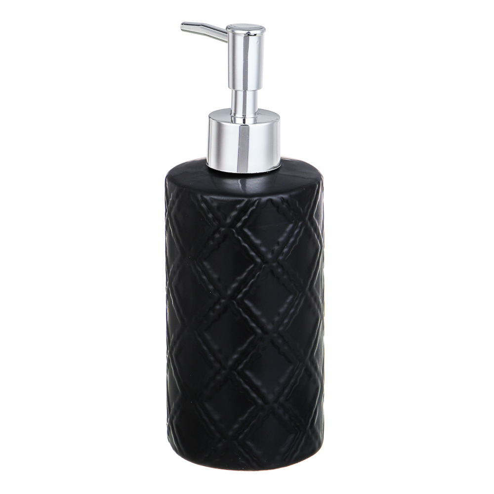 VETTA Дозатор для жидкого мыла, керамика,7x7x19,5 см, ромбы, черный матовый, арт.№ 478-195