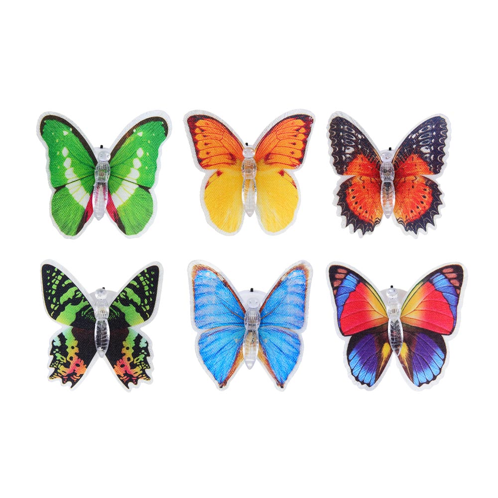 Фигурка на стержне 54см "Мотылек светящийся" пластик, металл, 6 цветов, питание LR44х3, арт.№ 153-056