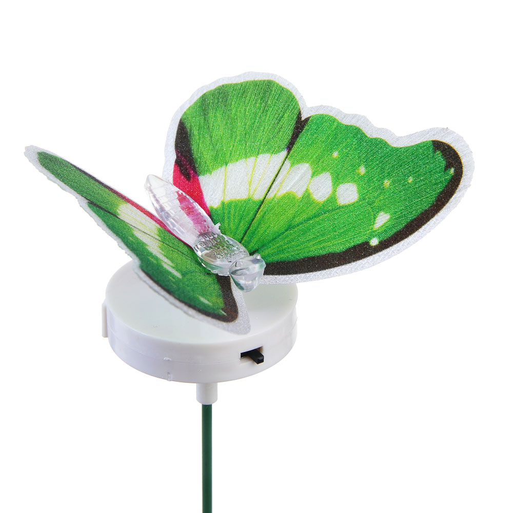 Фигурка на стержне 54см "Мотылек светящийся" пластик, металл, 6 цветов, питание LR44х3, арт.№ 153-056