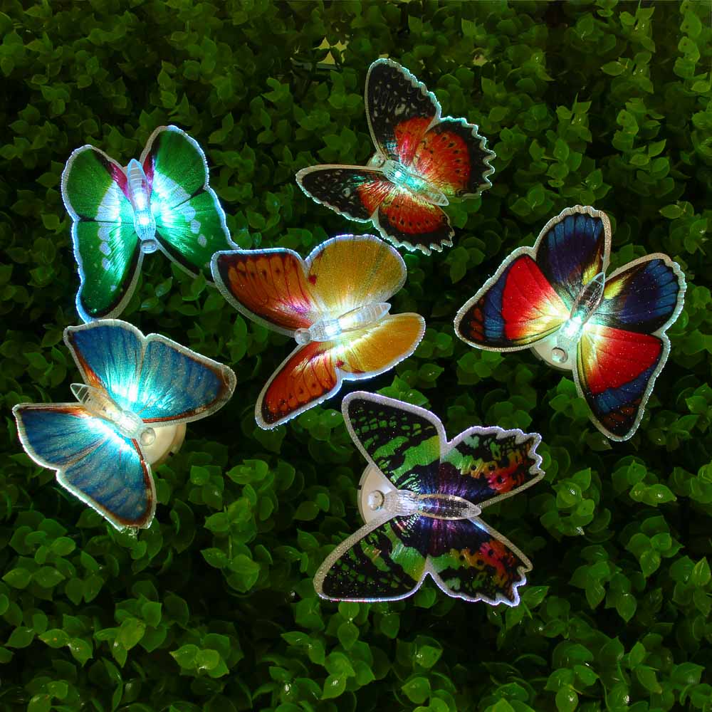 Фигурка на стержне 54см "Мотылек светящийся" пластик, металл, 6 цветов, питание LR44х3, арт.№ 153-056