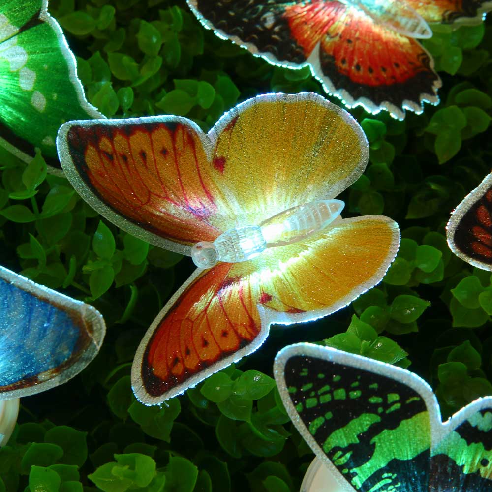 Фигурка на стержне 54см "Мотылек светящийся" пластик, металл, 6 цветов, питание LR44х3, арт.№ 153-056