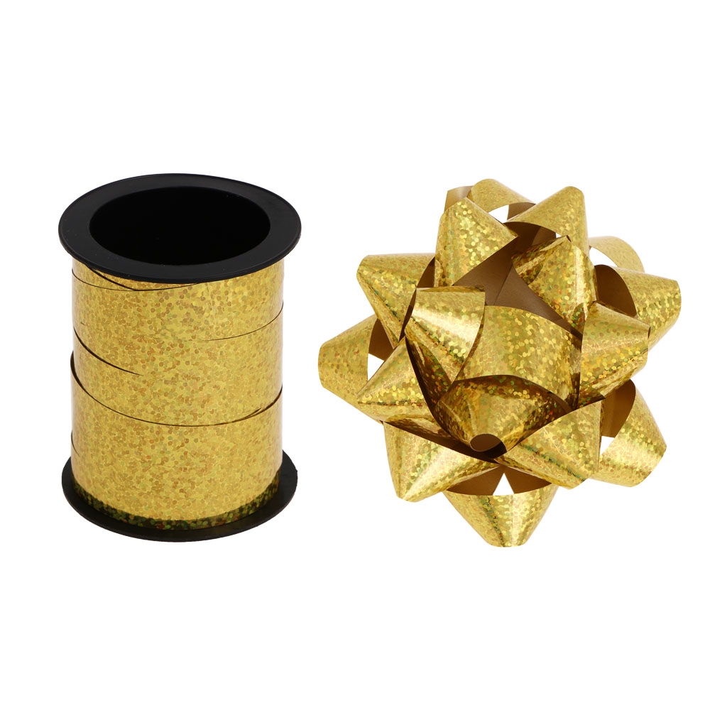 Бант шар тм Fntastic с лентой на подложке, бант 10 см, лента 10 м, ПП, 6 диз., арт.№ 505-153