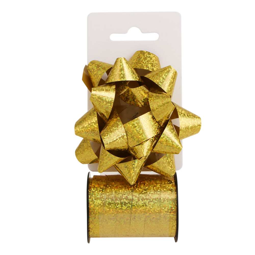 Бант шар тм Fntastic с лентой на подложке, бант 10 см, лента 10 м, ПП, 6 диз., арт.№ 505-153