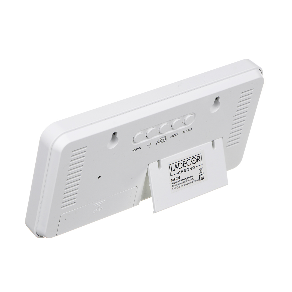 LADECOR CHRONO Будильник электронный, 16,5x8x2 см, USB / 3xAAA, пластик, 3 цвета, арт.№ 529-235