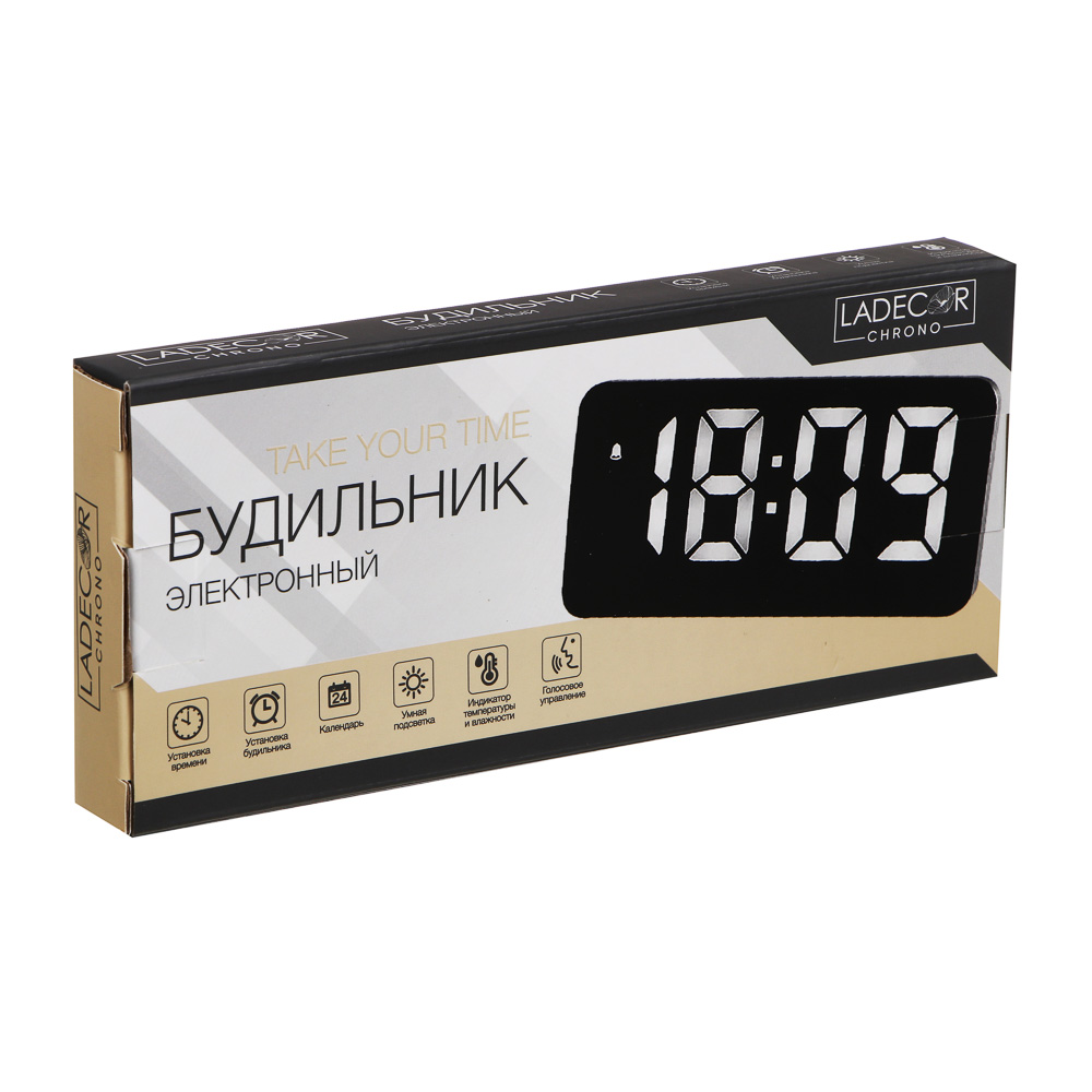 LADECOR CHRONO Будильник электронный, 16,5x8x2 см, USB / 3xAAA, пластик, 3 цвета, арт.№ 529-235