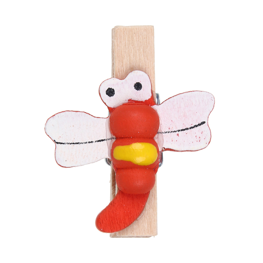 INBLOOM Набор декоративных прищепок Стрекоза 8шт, 3.5см, дерево, арт.№ 153-172