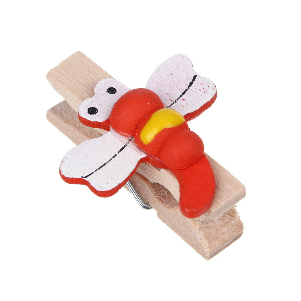 INBLOOM Набор декоративных прищепок Стрекоза 8шт, 3.5см, дерево, арт.№ 153-172