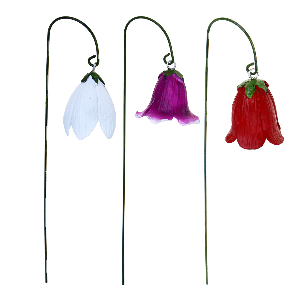 INBLOOM Декор садовый на стержне Цветы 40см 3 дизайна, полирезина/металл, арт.№ 153-163