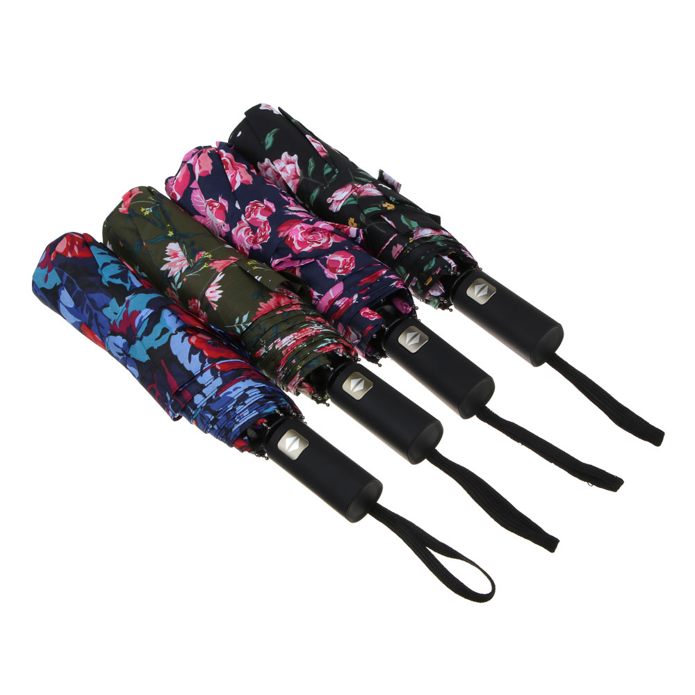 Зонт женский, автомат, сплав, пластик, полиэстер, 55см, 8 спиц, 4 дизайна, арт.№ 302-010