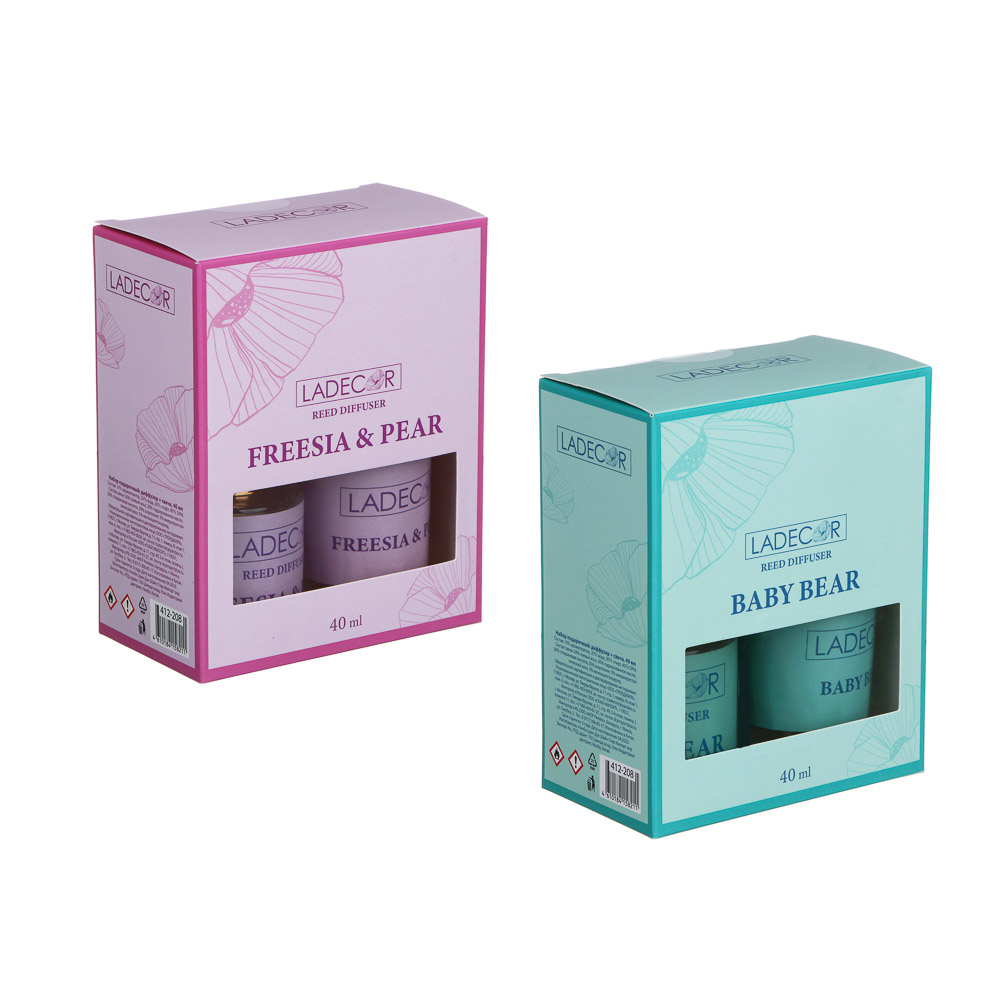LADECOR Набор подарочный, диффузор + свеча, 40 мл (Freesia&Pear/Baby Bear), арт.№ 412-208