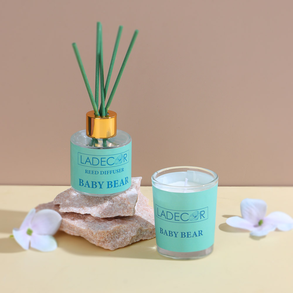 LADECOR Набор подарочный, диффузор + свеча, 40 мл (Freesia&Pear/Baby Bear), арт.№ 412-208