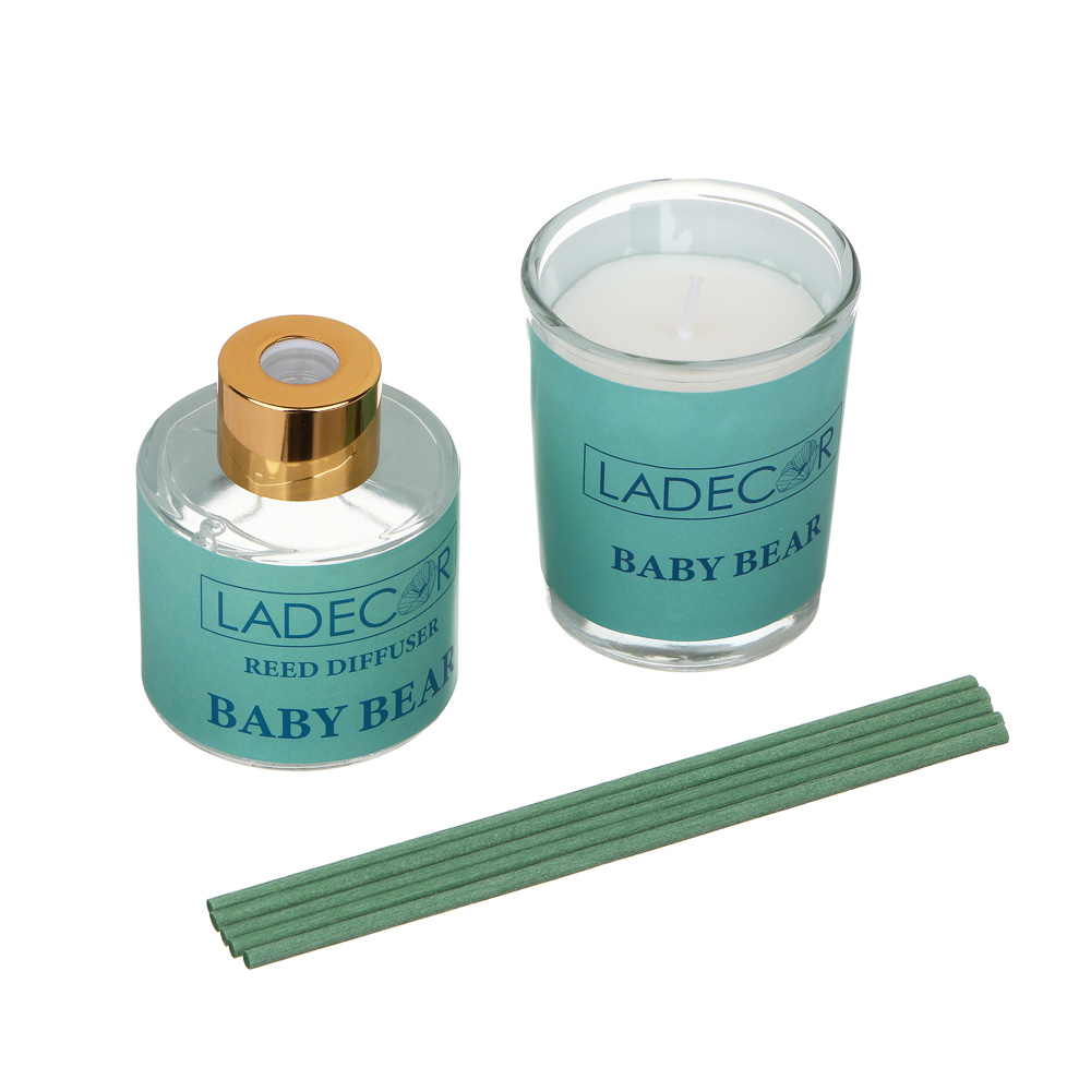LADECOR Набор подарочный, диффузор + свеча, 40 мл (Freesia&Pear/Baby Bear), арт.№ 412-208