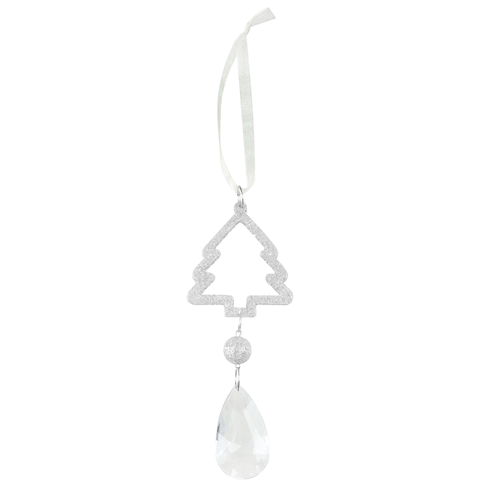 СНОУ БУМ Декоративная подвеска "Елочка" 15x5,5 см, пластик, акрил, золото, серебро, 2 цвета, арт.№ 397-450