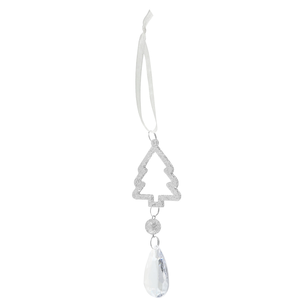 СНОУ БУМ Декоративная подвеска "Елочка" 15x5,5 см, пластик, акрил, золото, серебро, 2 цвета, арт.№ 397-450