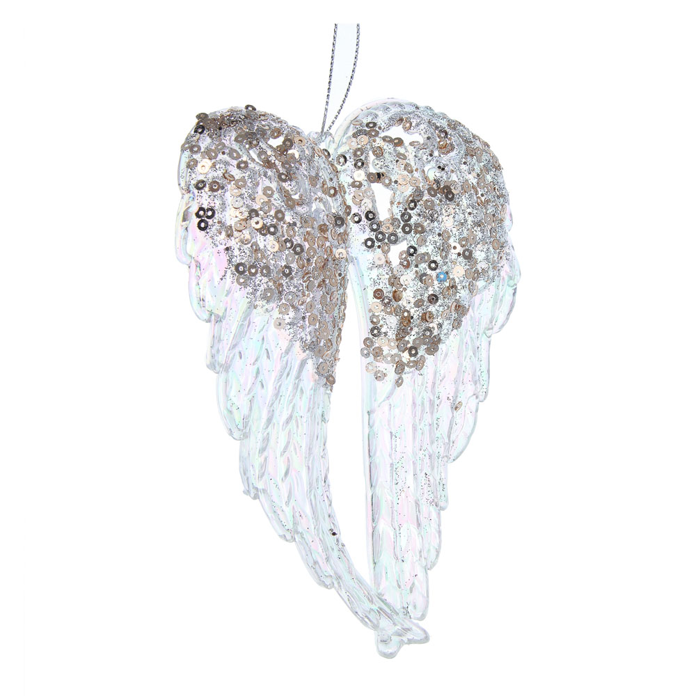 СНОУ БУМ Декоративная подвеска "Крылья" 15 см, пластик, глиттер, арт.№ 397-454