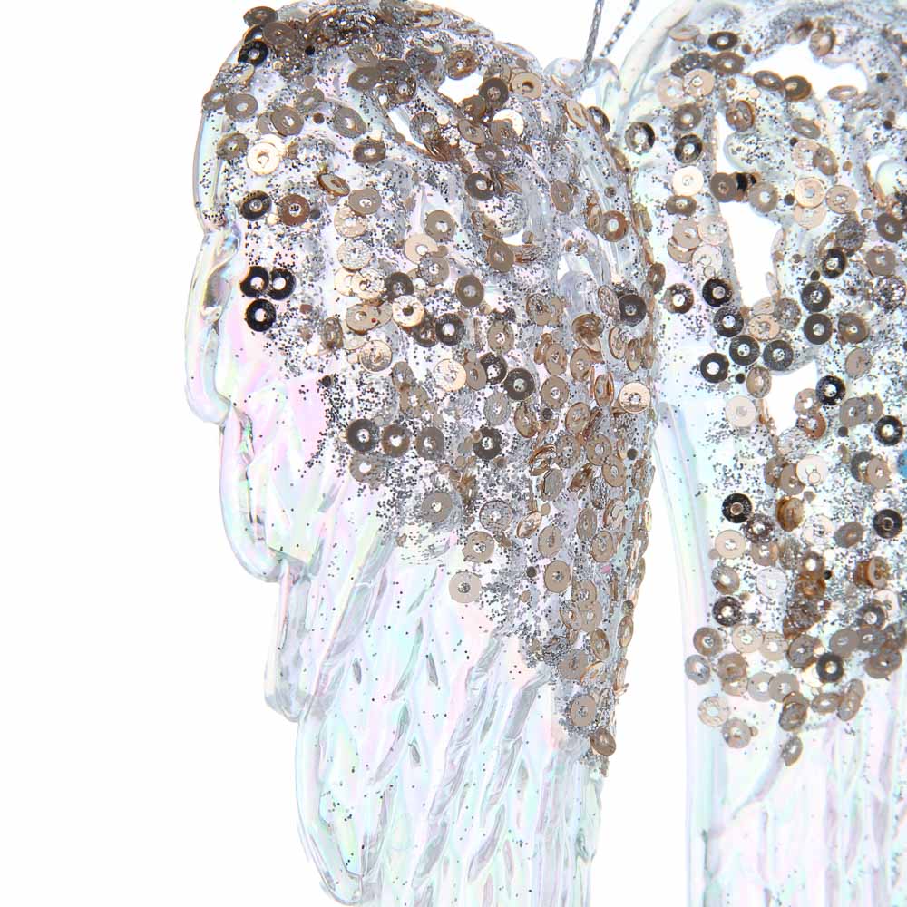 СНОУ БУМ Декоративная подвеска "Крылья" 15 см, пластик, глиттер, арт.№ 397-454